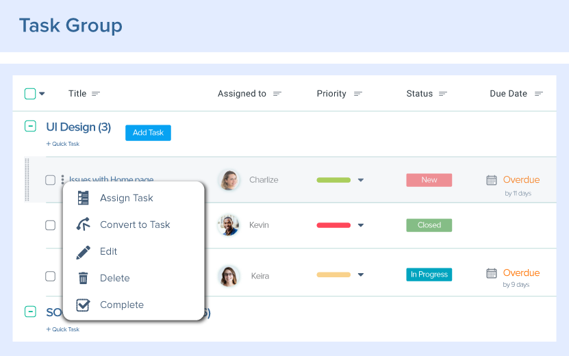 GDrag and Drop Tasks to the Task Groups